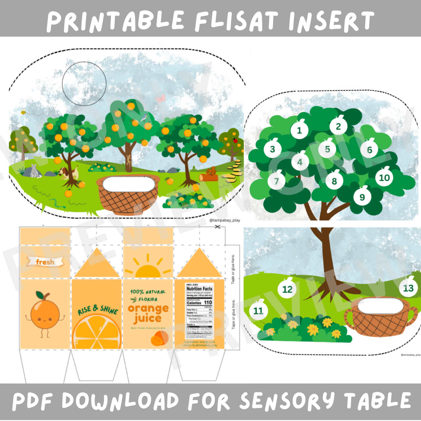 Printable Flisat Trofast Bin Insert- Orange Grove