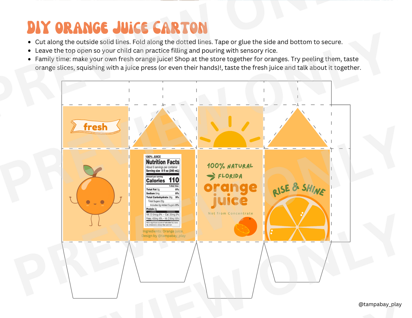 Printable Flisat Trofast Bin Insert- Orange Grove