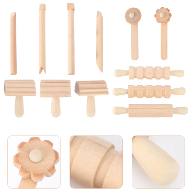 Wooden Play Dough Tools Set